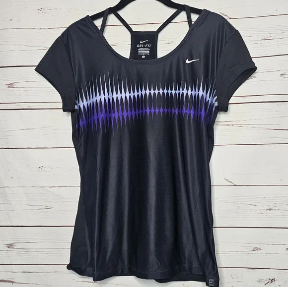 Nike Black Strappy Cap Sleeve Athletic Top - Picture 6 of 9